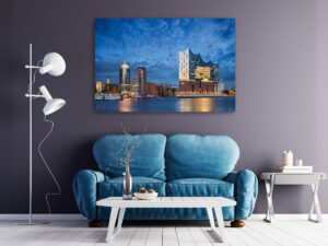 Wandbild | Nächtliche Skyline von Hamburg mit Elbphilharmonie