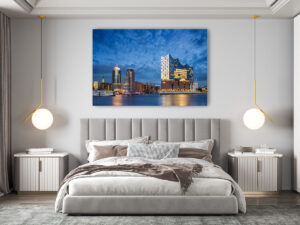 Wandbild | Nächtliche Skyline von Hamburg mit Elbphilharmonie