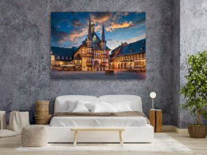 Wandbild | Rathaus von Wernigerode bei Nacht