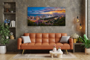 Wandbild | Panorama von Malaga bei Sonnenuntergang