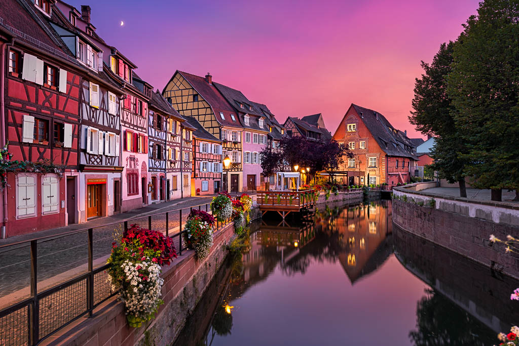 Sunset in the old town of Colmar