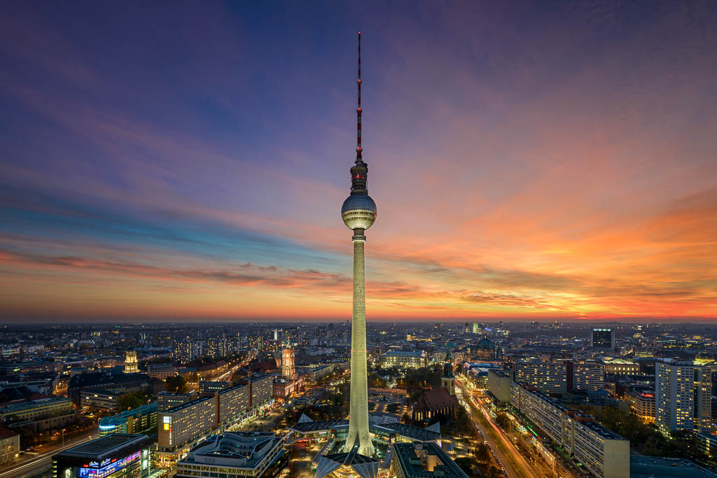 TV tower in Berlin during sunset