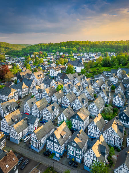 Aerial view of historic buildings in Freudenberg, Germany by Michael Abid