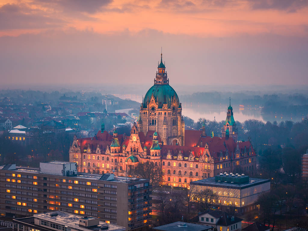 Aerial view of the Town Hall of Hannover