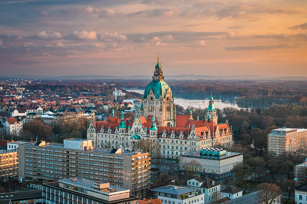 Aerial view of the Town Hall of Hannover