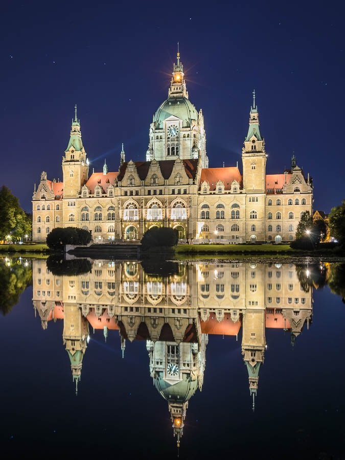 Hannover Wandbild Rathaus | bei Nacht von