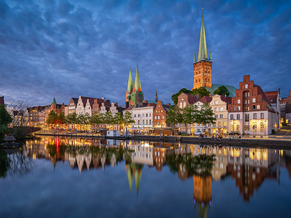 Old town of Lübeck at night