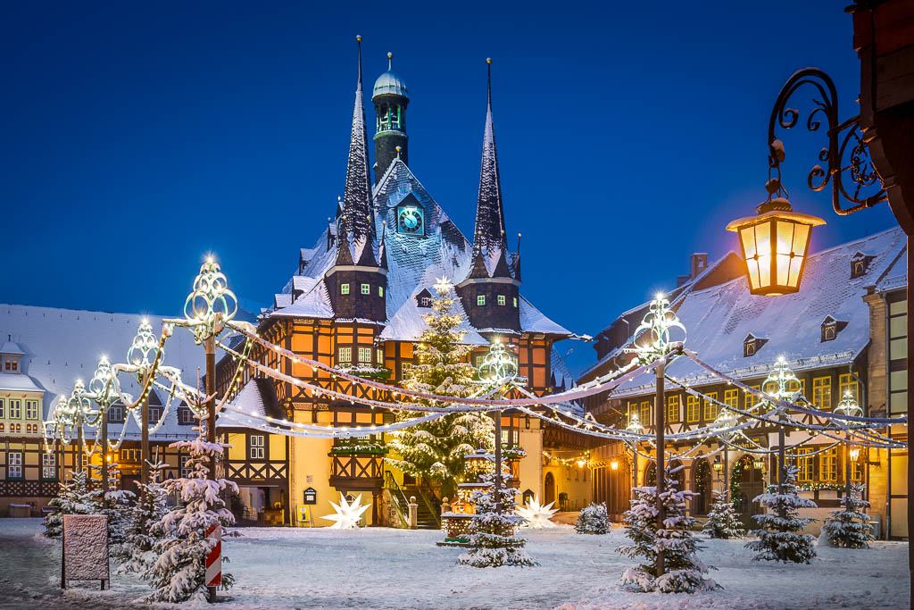Rathaus von Wernigerode im Winter