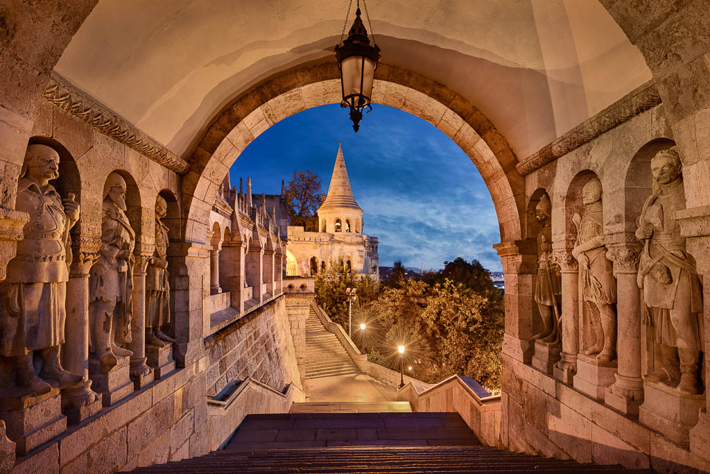 Fishermans bastion in Budapest at night