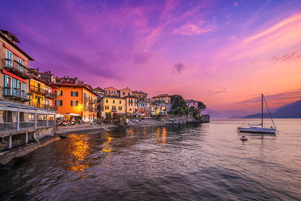 Sunset view of Varenna on Lake Como, Italy by Michael Abid