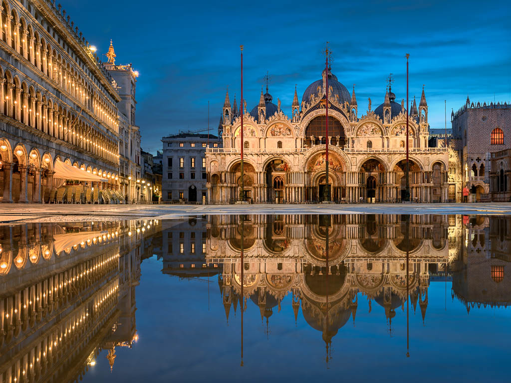 Piazza San Marco in Venice at night