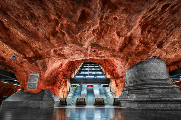Metro station interior in Stockholm, Sweden by Michael Abid