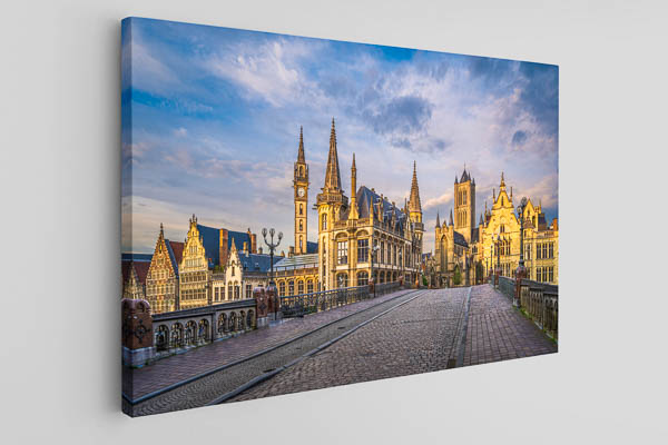 Canvas - Panorama of the old town of Ghent