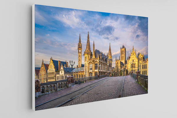 Canvas - Panorama of the old town of Ghent