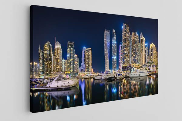 Canvas - Night panorama of Dubai Marina