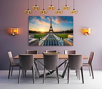 Wall Art | Sunrise at the Eiffel tower fountain in Paris