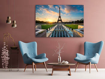 Wall Art | Sunrise at the Eiffel tower fountain in Paris