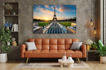 Wall Art | Sunrise at the Eiffel tower fountain in Paris