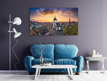 Wall Art | Panorama of Freiburg during sunset