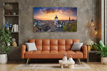 Wall Art | Panorama of Freiburg during sunset