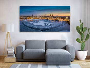 Wall Art | Winter sunset skyline of Hamburg