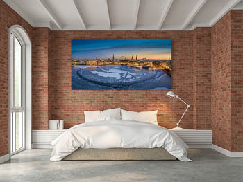 Wall Art | Winter sunset skyline of Hamburg