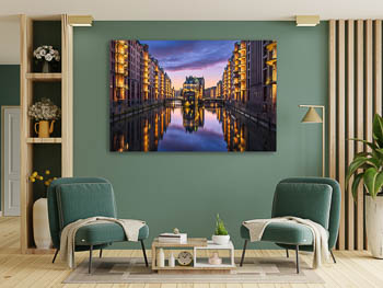 Wall Art | Speicherstadt district in Hamburg at night