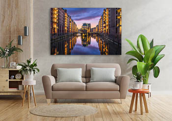 Wall Art | Speicherstadt district in Hamburg at night