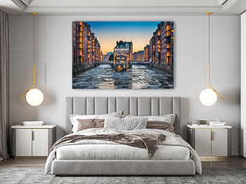 Wall Art | Speicherstadt in Hamburg on a winter evening