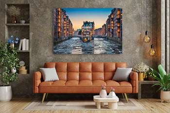 Wall Art | Speicherstadt in Hamburg on a winter evening