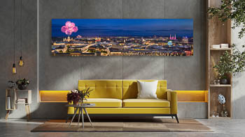 Wall Art | Skyline of Hannover at night with fireworks