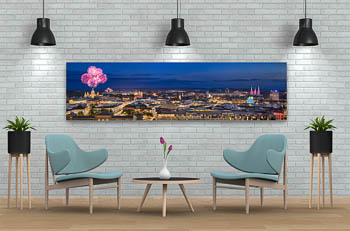 Wall Art | Skyline of Hannover at night with fireworks