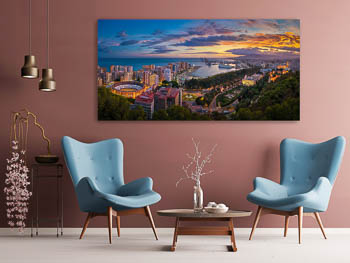 Wall Art | Sunset panorama of Malaga