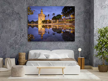 Wandbild | Torre del Oro in Sevilla bei Nacht