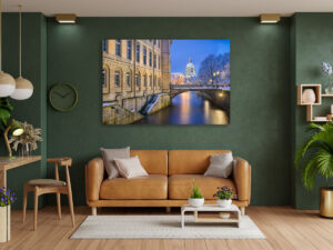 Wall Art | Leine river and Town Hall in Hannover during winter