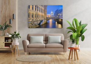 Wall Art | Leine river and Town Hall in Hannover during winter