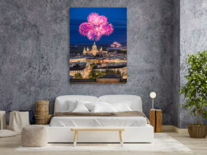Wall Art | Skyline of Hannover at night with fireworks