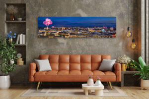 Wall Art | Skyline of Hannover at night with fireworks